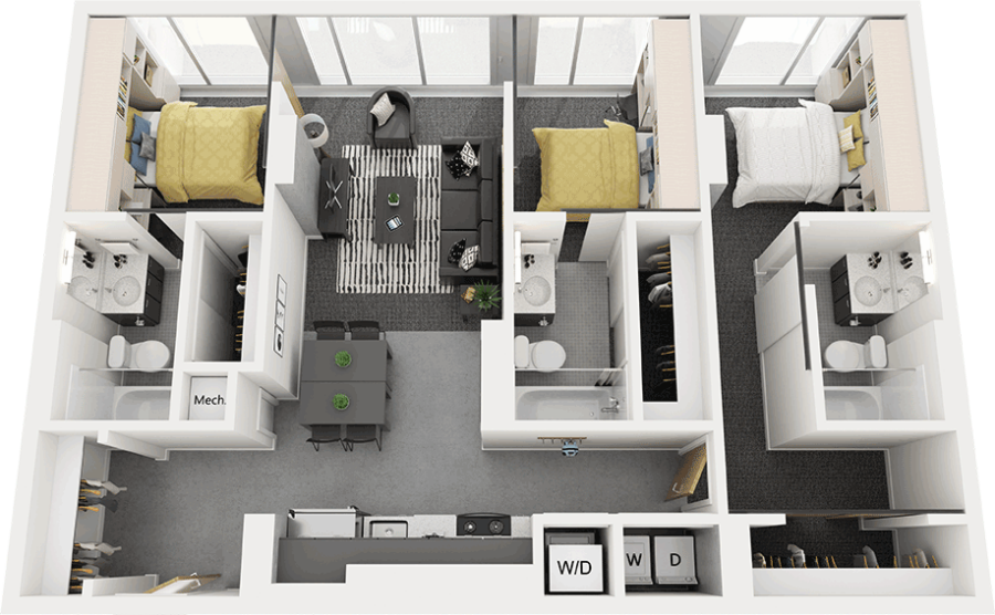 Modern 3-Bedroom Apartments Near UO | Hayward Student Living